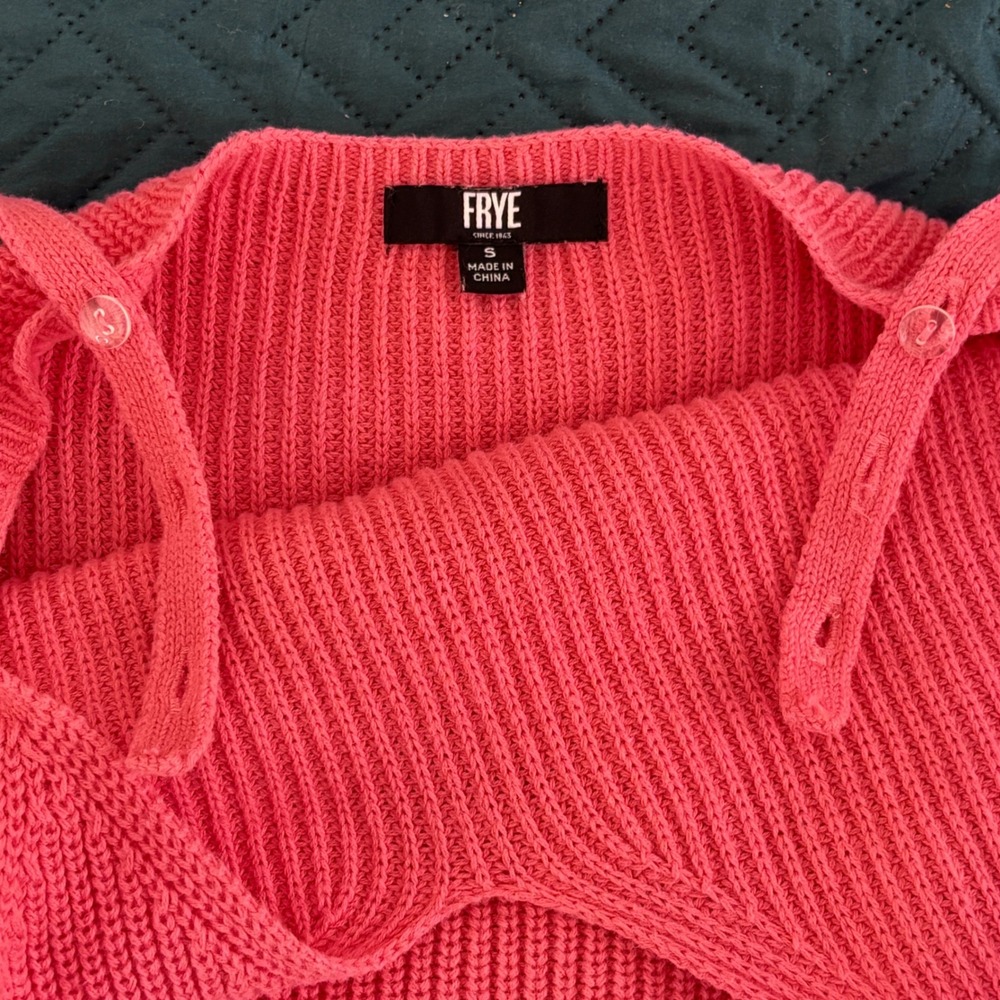 Frye Sweater Tank Top Womens Small Coral Pink Chunky Ribbed Knit Cami Boho - Picture 6 of 8